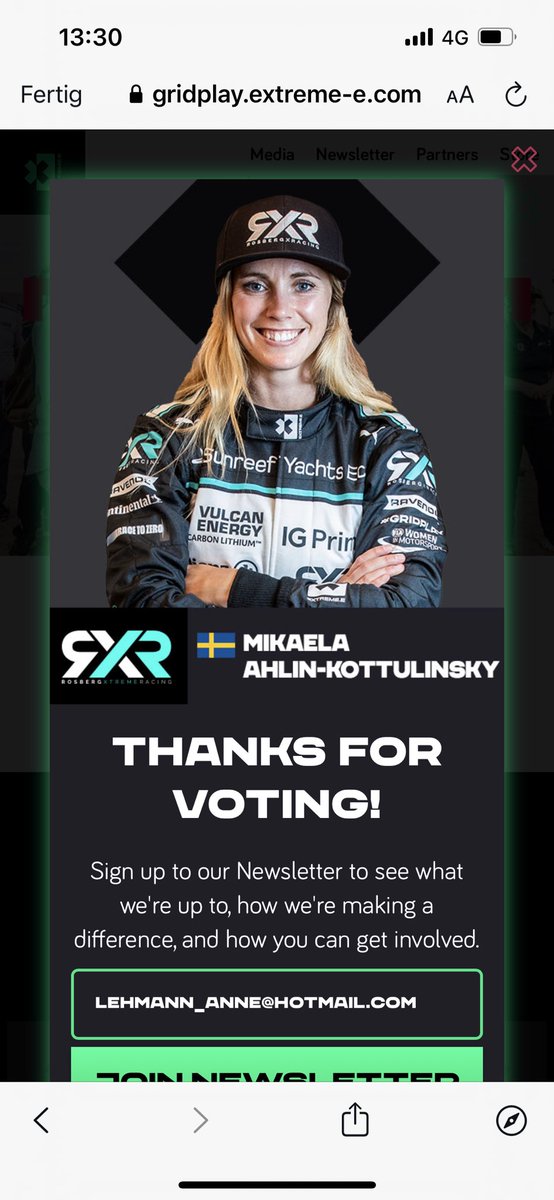 LehmAnnE's tweet photo. Voted 😉 #WinWithRXR @rosbergxracing @NicoRosberg https://t.co/yCBLl2tht4