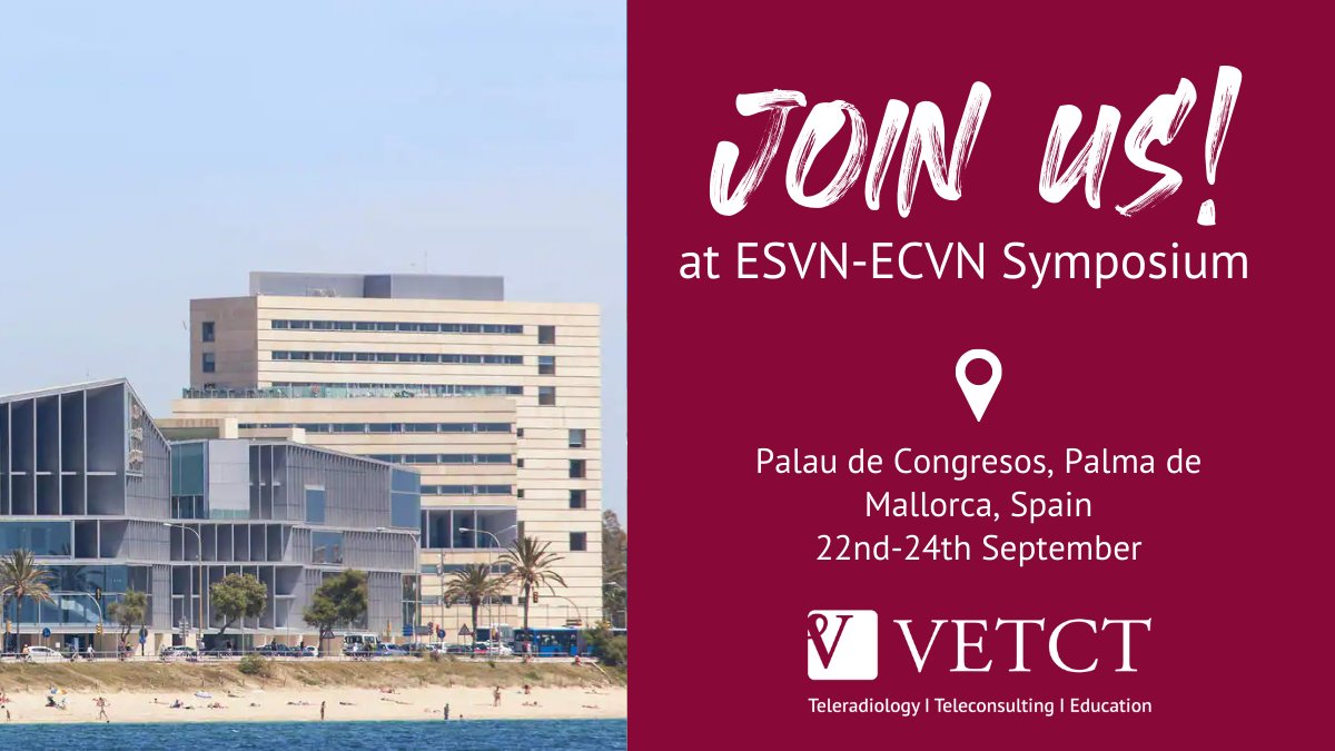 VetCT's tweet photo. It's a pleasure to be here in Palma de Mallorca attending the #ESVNECVNSymposium! 🎉
Find us in the exhibition hall to learn more about our various services & chat with the friendly VetCT team!
#ESVN #ECVN #vetneuro #veterinary #vetct #veterinaryneurology https://t.co/NlaCZQeiSb
