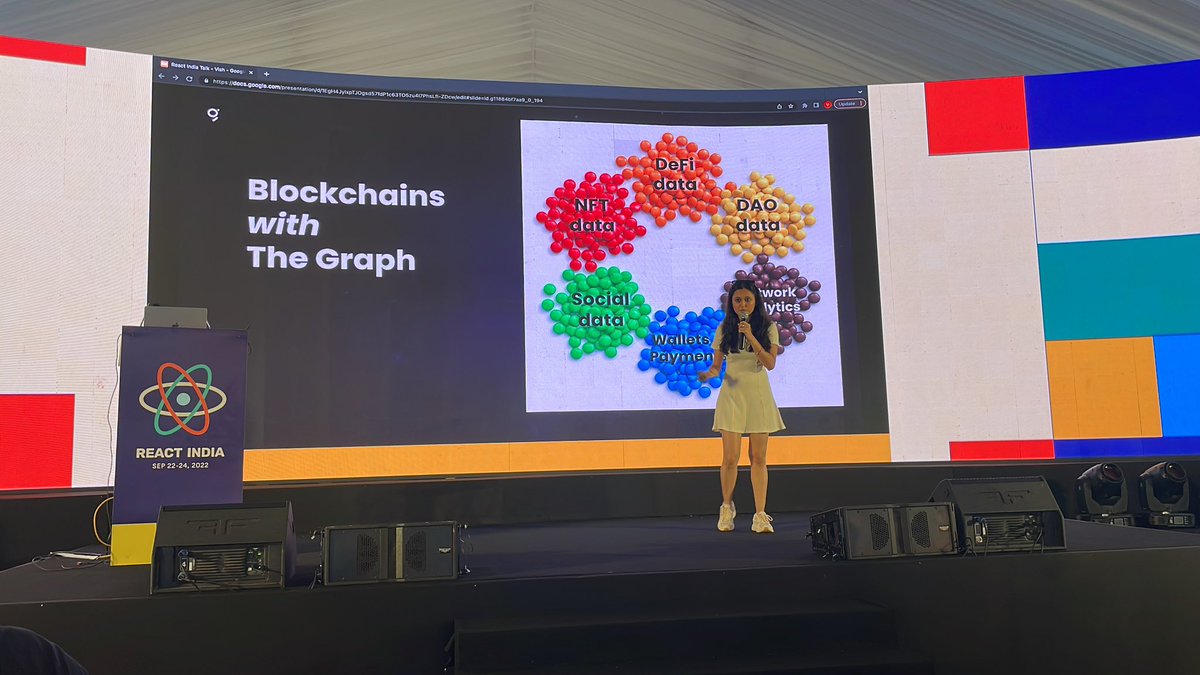Witnessing live talk on How React Developers can harness the power of decentralised GraphQL APIs and build truly intuitive web experiences by <a href="/VishwaMehta30/">Vish</a> at <a href="/react_india/">React India 🇮🇳</a> 

#reactindia2022