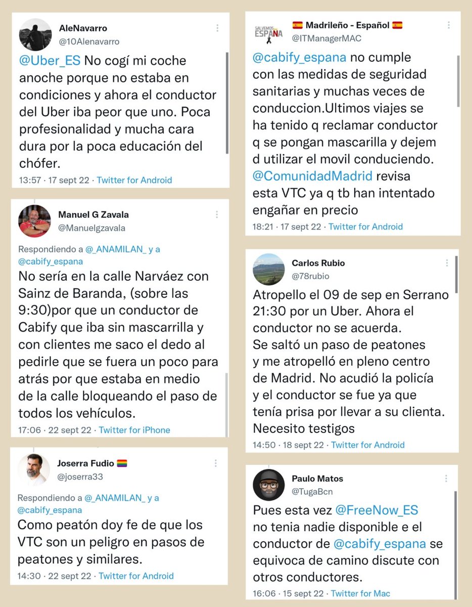 1.333 ESPECIAL CONDUCTORES <a href="/consumogob/">Secretaría General de Consumo y Juego</a> <a href="/fiscal_es/">Fiscalía General</a> <a href="/DefensorPuebloE/">Defensor del Pueblo</a> @facua <a href="/consumorg/">Consumidores Org</a> <a href="/CECUconsumo/">CECU</a> <a href="/ADICAE/">ADICAE</a> <a href="/consumidores/">OCU</a> <a href="/eccspain/">Centro Europeo del Consumidor en España</a> 

MUCHOS AFECTADOS antes de @_ANAMILAN_ y muchos más... si nadie lo frena

TEMERARIOS, IRRESPETUOSOS

#QuejasVTC #EstafaCabifyUber #Cabify #Uber #Bolt