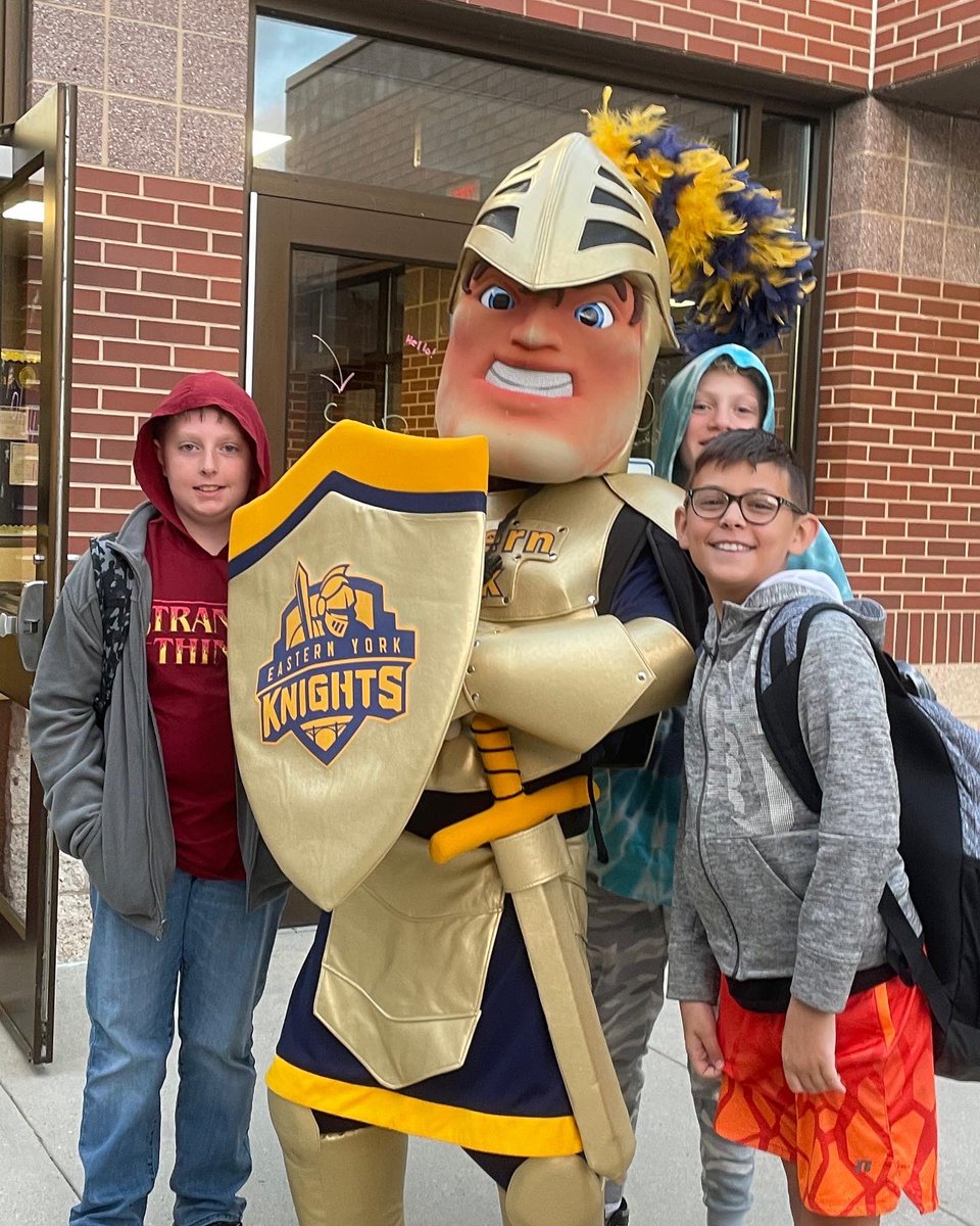 We had a special guest this morning at <a href="/eyms_york/">Eastern York Middle</a> for our last spirit day of #startwithhelloweek We United as a school in our blue and gold to show our commitment to have empathy for others, reach out to peers, be upstanders, and START WITH HELLO #sandyhookpromise #whostheknight