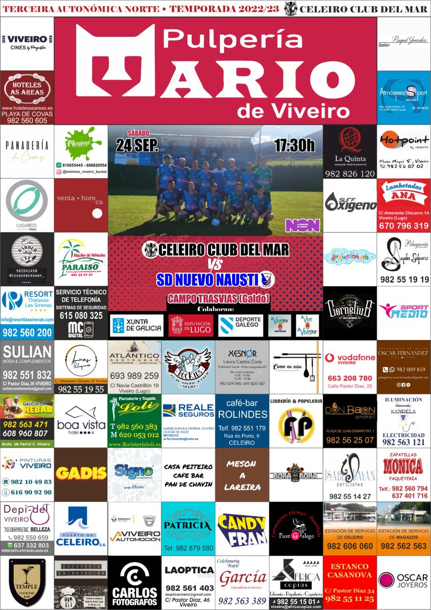 ClubCeleiro's tweet photo. Maña volve o futbol a Trasvias de Galdo primeira xornada de liga contra a SD Nuevo Nausti ali vos esperamos e que volva Ruxir Trasvias #forzaceleiro https://t.co/tmE32Z383X