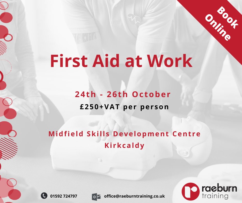 RaeburnTraining's tweet photo. As an employer, you are responsible for making sure that your employees receive immediate attention if they are taken ill or are injured at work. 

Book your team on a First Aid course - https://t.co/oZar3Uo6w3 

#firstaid #firstaidtraining #safetyfirst #cprsaveslives https://t.co/TZFkuPLZC4