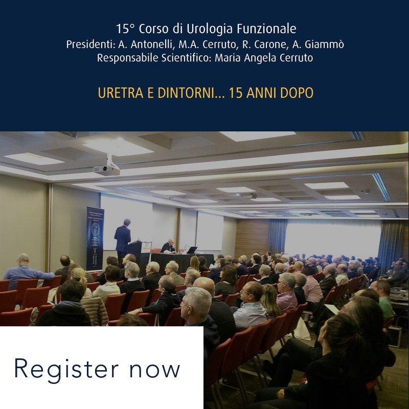 15° Corso di Urologia Funzionale
25-26 Novembre 2022 | Crowne Plaza Verona
Il corso vuole fare il punto sull'uretra e dintorni, componenti essenziali dell'unità anatomo-funzionale delle basse vie urinarie.
Aperte le iscrizioni online 👇
defoe.it/15-corso-di-ur…
#urologiafunzionale