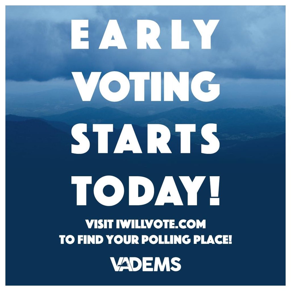 vademocrats's tweet photo. 🚨 Early voting starts TODAY🚨 

Find your polling place at https://t.co/2LckKV2GX3 https://t.co/QkFLG34kGx