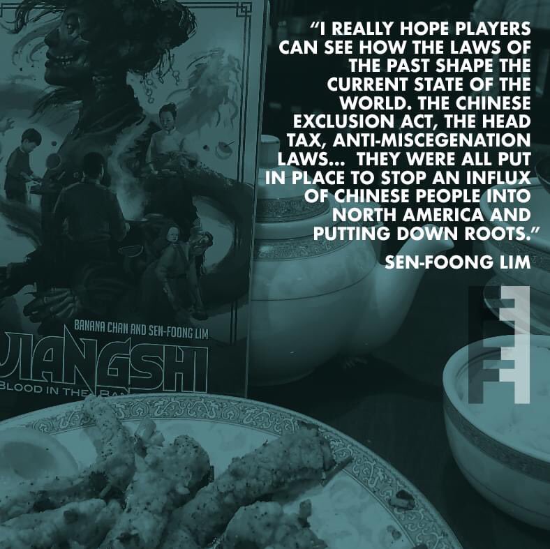 We talked to Sen-Foong Lim and Banana Chan about navigating the politics of families and countries in their game Jiangshi - out now on Wet Ink Games. Read it at offshelf.net/2022/09/23/jia… #RPGGame #TableTopRPG #ChineseFood #ChineseAmerican #ChineseRestaurant  #SystemicOppression