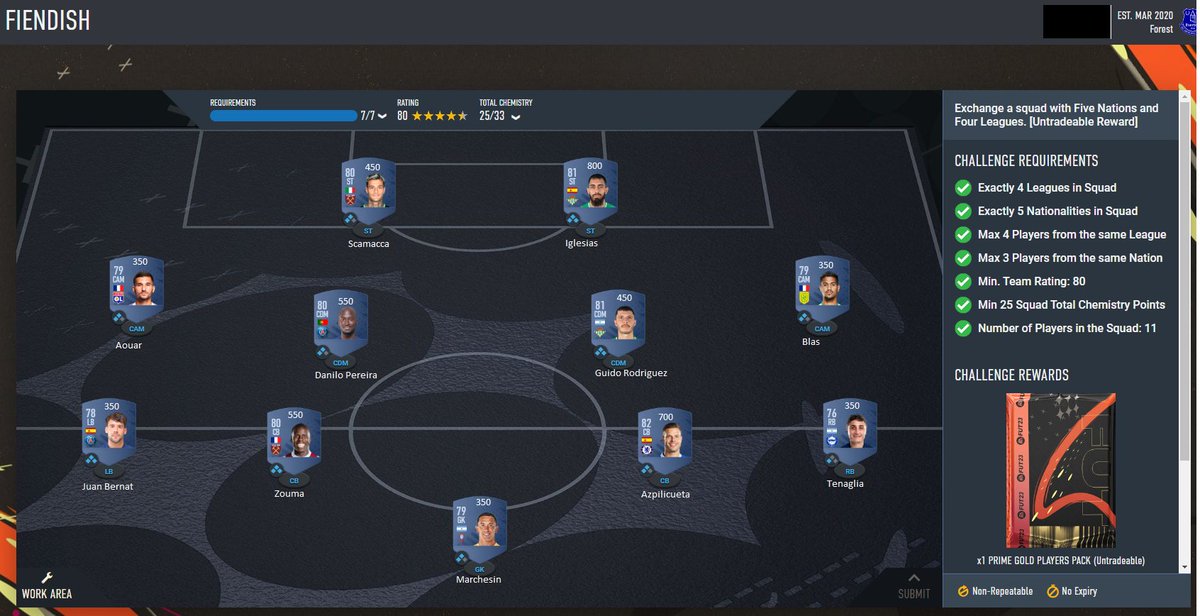 FutGawm's tweet photo. I got a lot of messages and DM's about a new solution to the 'Fiendish' SBC because player prices were too expensive

So I made a new one 🤠 

5.2k for a 45k Pack!

Names and prices are in the photo. https://t.co/RVd0gC74QP