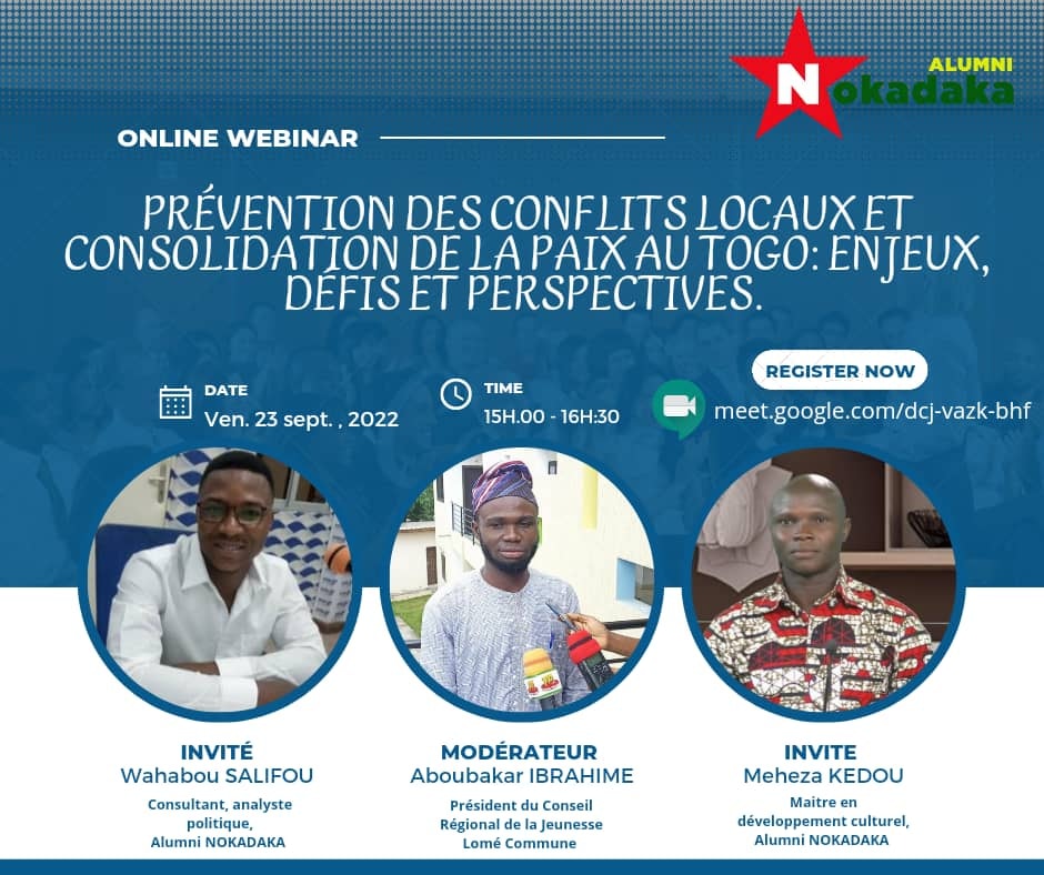 degboerose's tweet photo. Dans le cadre de la célébration de la journée internationale de la paix, les Alumnis NOKADAKA, organisent un webinaire, aujourd'hui a 15h. Rejoignez les sur Google Meet, en cliquant sur ce lien : 
https://t.co/e6IW0VVs23 
@CdfdhT
@iDove00
@connectogo
@peacemakersnetw
#CICR https://t.co/kmh2lpa84j