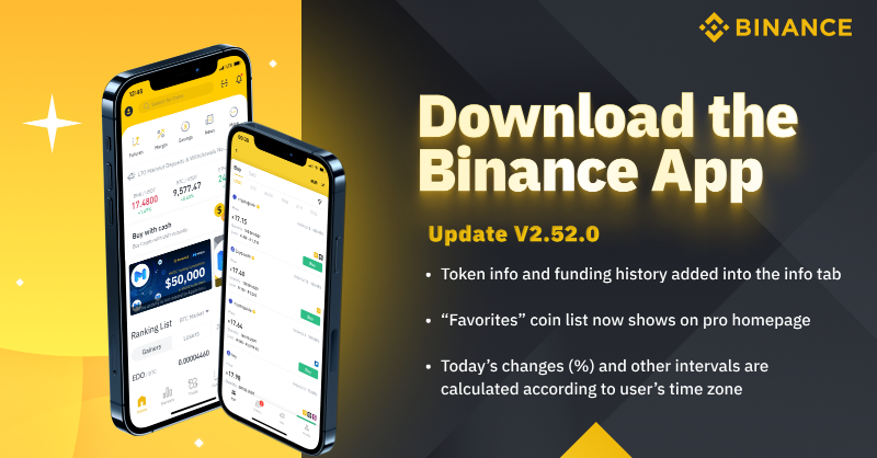 binance's tweet photo. The latest #Binance App update 📲 V2.52.0 is here! We added functions that bring more depth and information to you. 

Read through this thread to know more about these new features ⬇️