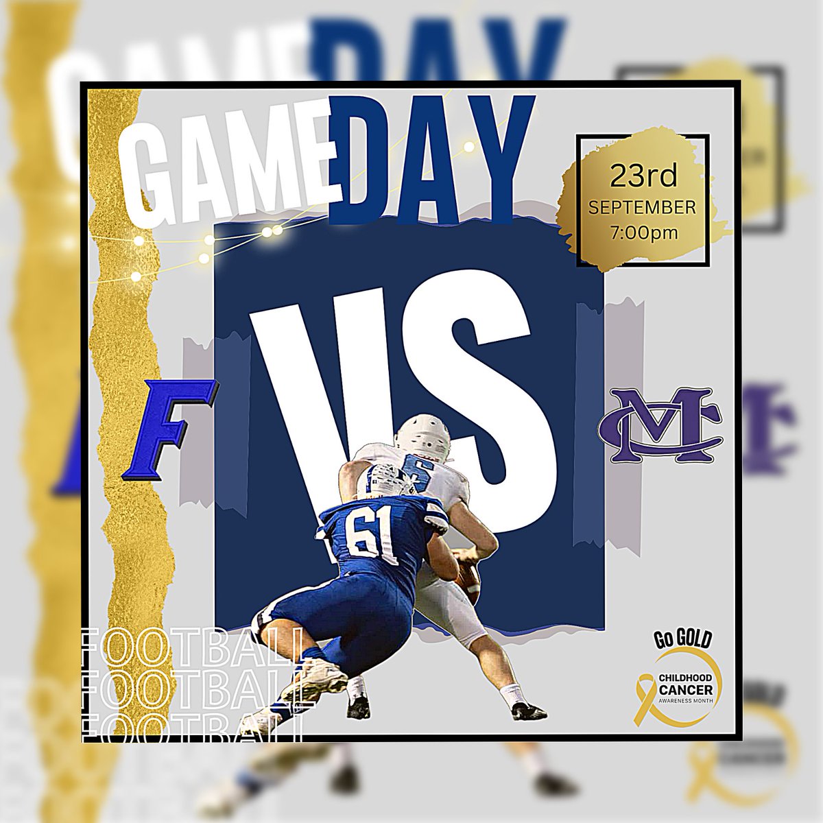 Welcome back to 'The Rock'. It’s Game Day Baby!! #gogold #letsdothis #itstimetoballfor911 #grinditout #fightforeachother #fightforforrestfootball #familyonthree #MicahStrong