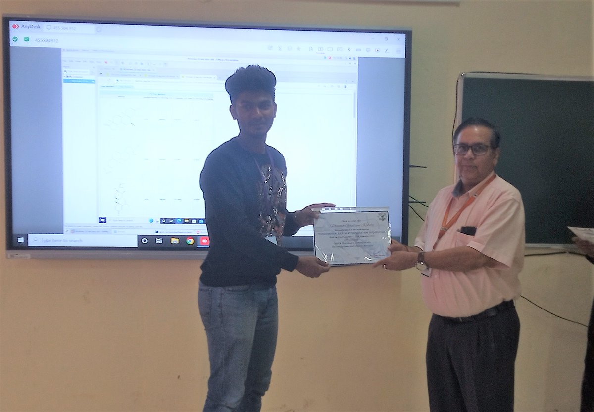 NIPERHyd's tweet photo. Glimpses of Valedictory Ceremony Two-Day #Workshop on Fundamentals of #Nextgeneration sequencing #NGS organized by Dept. of #Pharmacoinformatics @NIPERHyd & @iALTEM (P) Ltd.
@Pharmadept @mansukhmandviya @OfficeOf_MM @bhagwantkhuba @rajneeshtingal #Sequencing #NextGenSequencing https://t.co/CCc1O5O5jx