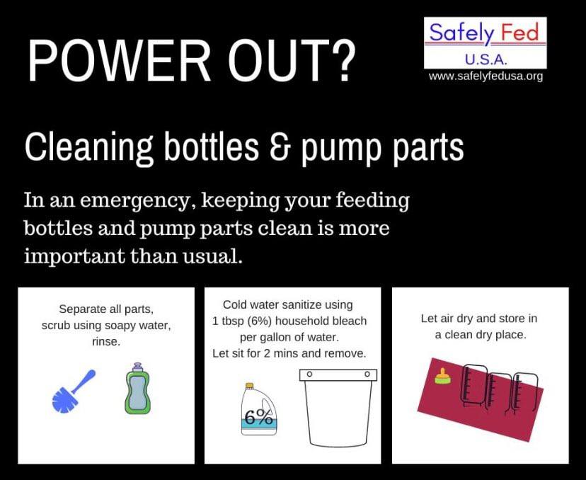 BabyFriendlyNL's tweet photo. If you’re pumping or using bottles while on the lookout for #HurricaneFiona - here are some reminders!
#safelyfed #emergencyprep @safelyfedcanada @SafelyFedUSA https://t.co/dowpwU7LsL