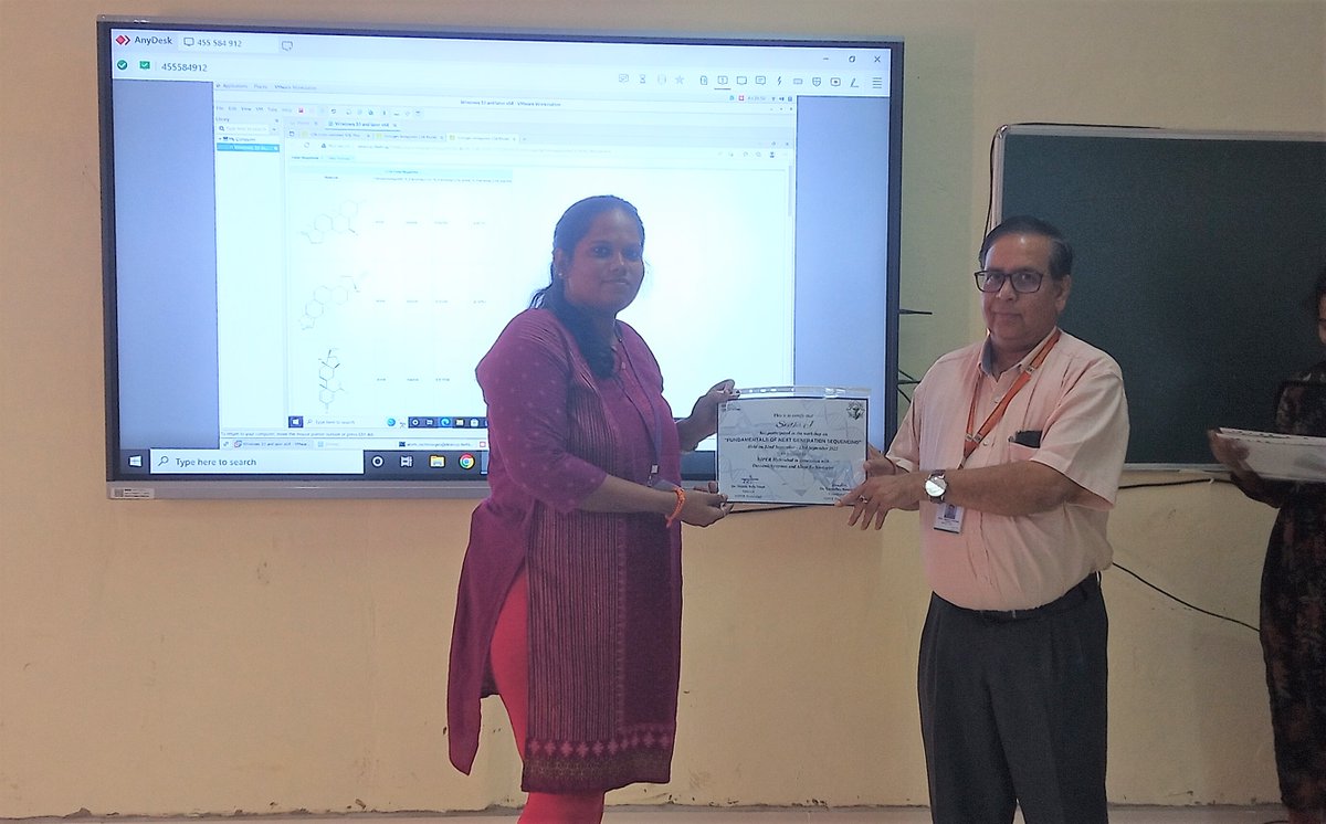 NIPERHyd's tweet photo. Glimpses of Valedictory Ceremony Two-Day #Workshop on Fundamentals of #Nextgeneration sequencing #NGS organized by Dept. of #Pharmacoinformatics @NIPERHyd & @iALTEM (P) Ltd.
@Pharmadept @mansukhmandviya @OfficeOf_MM @bhagwantkhuba @rajneeshtingal #Sequencing #NextGenSequencing https://t.co/6EmJpJYYa8