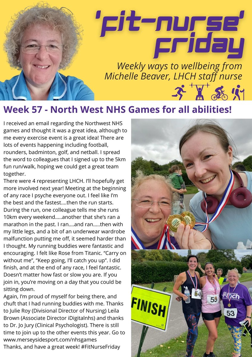 michbv's tweet photo. My weekly fitness blog! 
Fun Week!😁
@LHCHFT @CMResilienceHub @NHSNWGames #colleagues
#fitnursefriday #circuits #HIIT #walking #cycling #running #gym #nurselife #nurse #5kmrun #FitnessMotivation #12monthsofchallenges #blog #podcast #colleagues #thisgirlcan #fitness https://t.co/bnO9MBD2Zq
