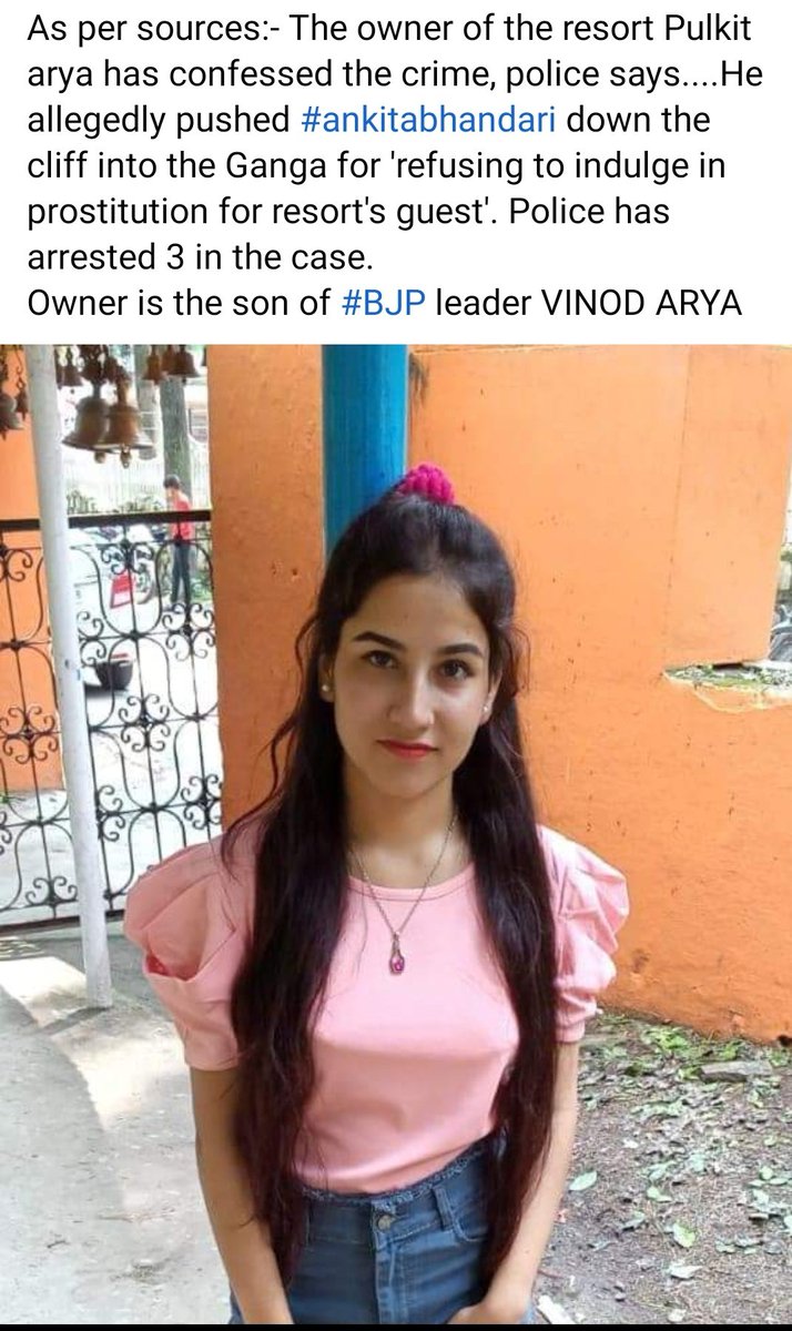 Mohi772's tweet photo. Mind is in different state now
The whole resort staff should be behind the bars And that resort must  be crushed. 
#justiceforankitabhandari
#JusticeForAnkita #ankitabhandari https://t.co/jlmUNXlC7u