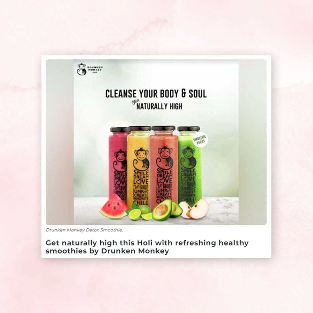 dmnaturallyhigh's tweet photo. Get naturally high this Holi with refreshing healthy smoothies by Drunken Monkey.
Stay Naturally High!
#drunkenmonkey #naturallyhigh #smoothie #smoothiebowls
#hygiene #fruits #veggies #junk #healthy #health #healthylifestyle #naturalingredients #article #expansion #brand https://t.co/U7c3Z13D3M