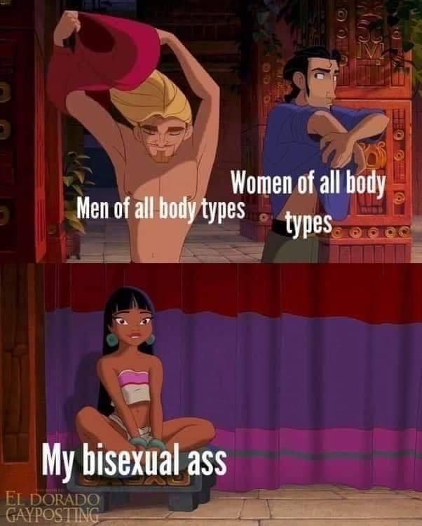 tailsbeth_'s tweet photo. Happy #BiVisibilityDay!
This year I'm celebrating by means of memes. Specifically from The Road to El Dorado, a childhood movie of mine which I connected to more than I first realised πππ #BothIsGood https://t.co/j3Mpw9NXyq