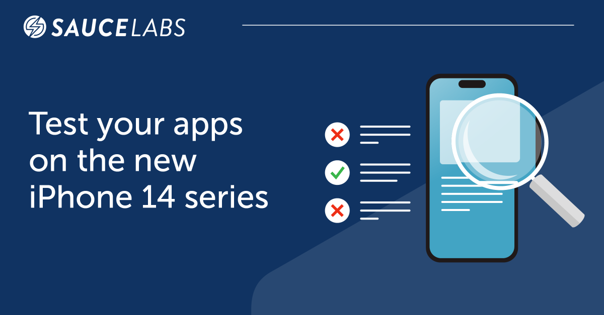 saucelabs's tweet photo. In case you missed it last week, we announced same-day support for the all-new #iPhone 14 series in the Sauce Labs #RealDeviceCloud. Start testing your apps today! https://t.co/t6eau1cztA

#AutomatedTesting #MobileAppTesting #iOSAppDevelopment #MobileAppDevelopment #DevOps https://t.co/CBv4uTDIgp