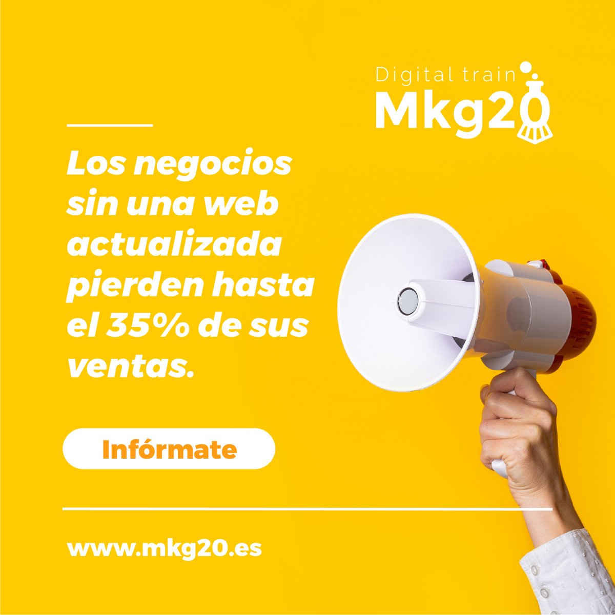 Los negocios sin una #web actualizada pierden hasta el 35% de sus #ventas. Si no estás, no existes, así de claro. NO sigas perdiendo clientes, empieza a vender más y mejor

☎955729940 
📧asanchez@mkg20.com
👩‍💻mkg20.es

#diseñoweb #marketingdigital #marketingonline