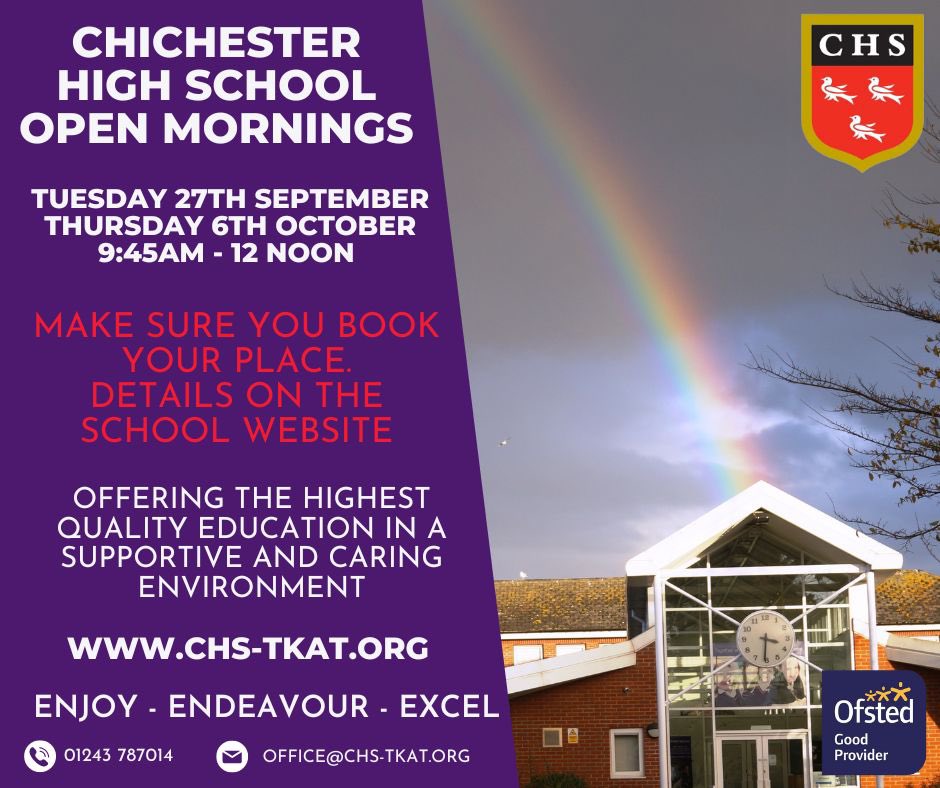 Make sure you book your place for Open Morning <a href="/ChiHighSchool/">ChiHigh</a> details on the CHS website