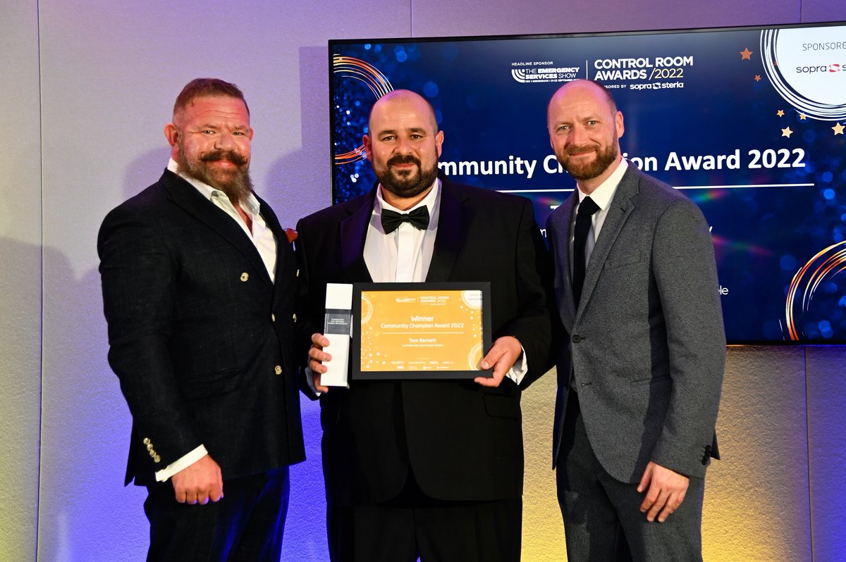 Let's hear it for Garry Campion, Jules Fynn and Tom Barnett.
All three won at the <a href="/CR_Awards/">Control Room Awards</a> on Wednesday.
Tom (pictured, centre, with organisers) was named Community Champion. He said: "We did <a href="/HMCoastguard/">HM Coastguard</a> proud.”
They really did!
Read about their wins: bit.ly/3UtbnBb