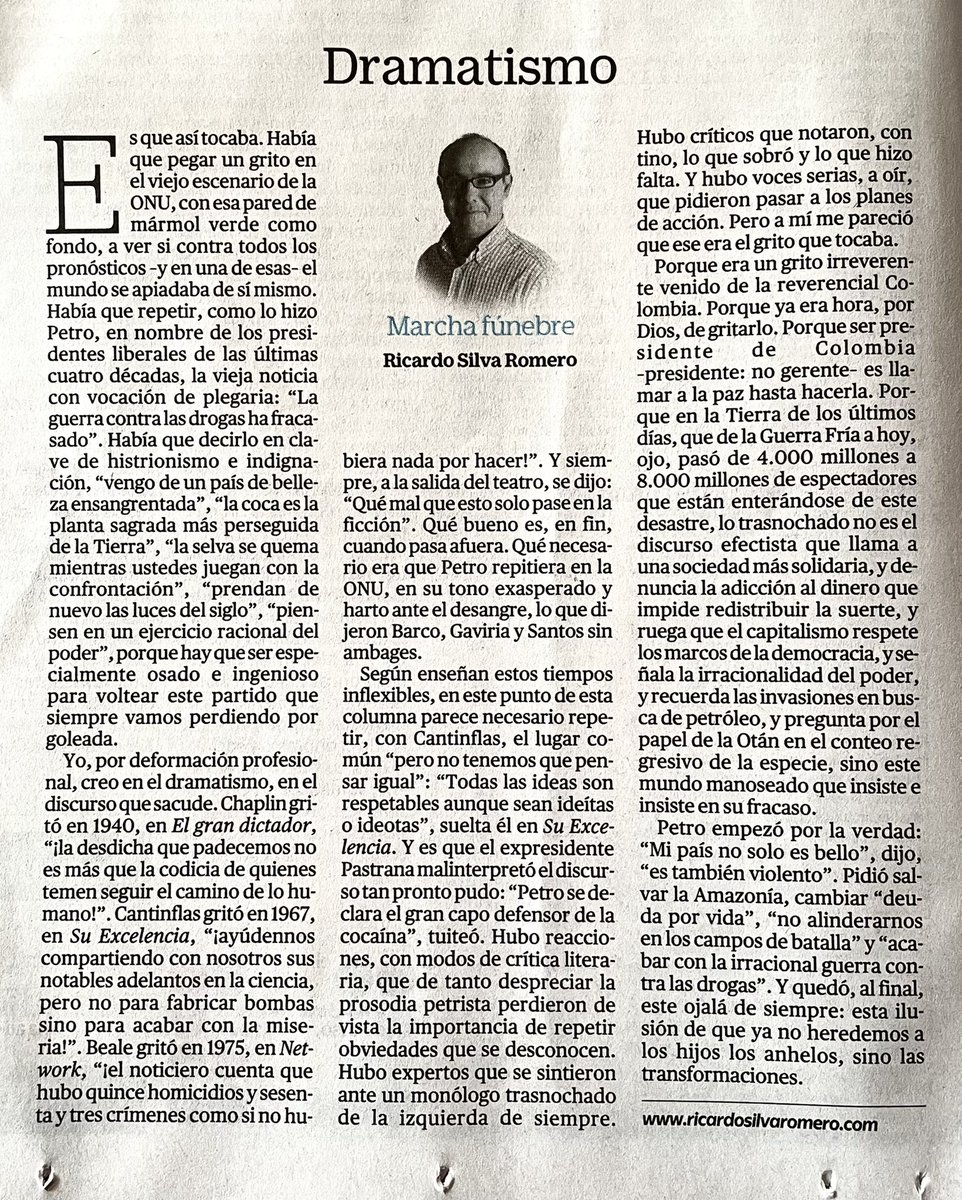 Mi columna de hoy “en papel”, Dramatismo, sobre el gran valor que tiene la escena de esta semana en la ONU: