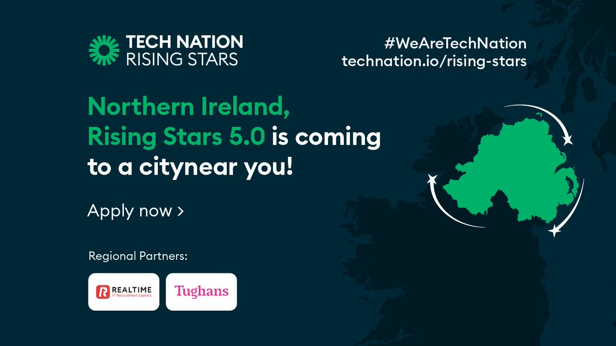 🚨Calling scaleups in #NorthernIreland: Apply to Rising Stars!

If you're:

⭐Seed-pre-Series A
⭐A tech company incorporated within the last 5 years with a UK HQ

Apply today or contact <a href="/tn_nireland/">Tech Nation Northern Ireland</a> to find out more. 
#WeAreTechNation #NorthernIreland hubs.ly/Q01mRP780