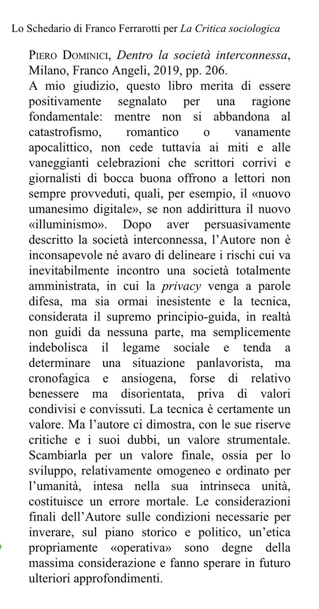 dominicipi's tweet photo. #Pillole Ci sono schedari e schedari.
Ringrazio Franco #Ferrarotti per la stima e l’attenzione continuae rigorosa che dedica,ormai da molti anni, ai miei studi e ricerche.
#libri #PeerReviewed #complessità #educazione #ecosistemi #democrazia @edgarmorinparis @AngeliEdizioni https://t.co/hMkJRBVFlK