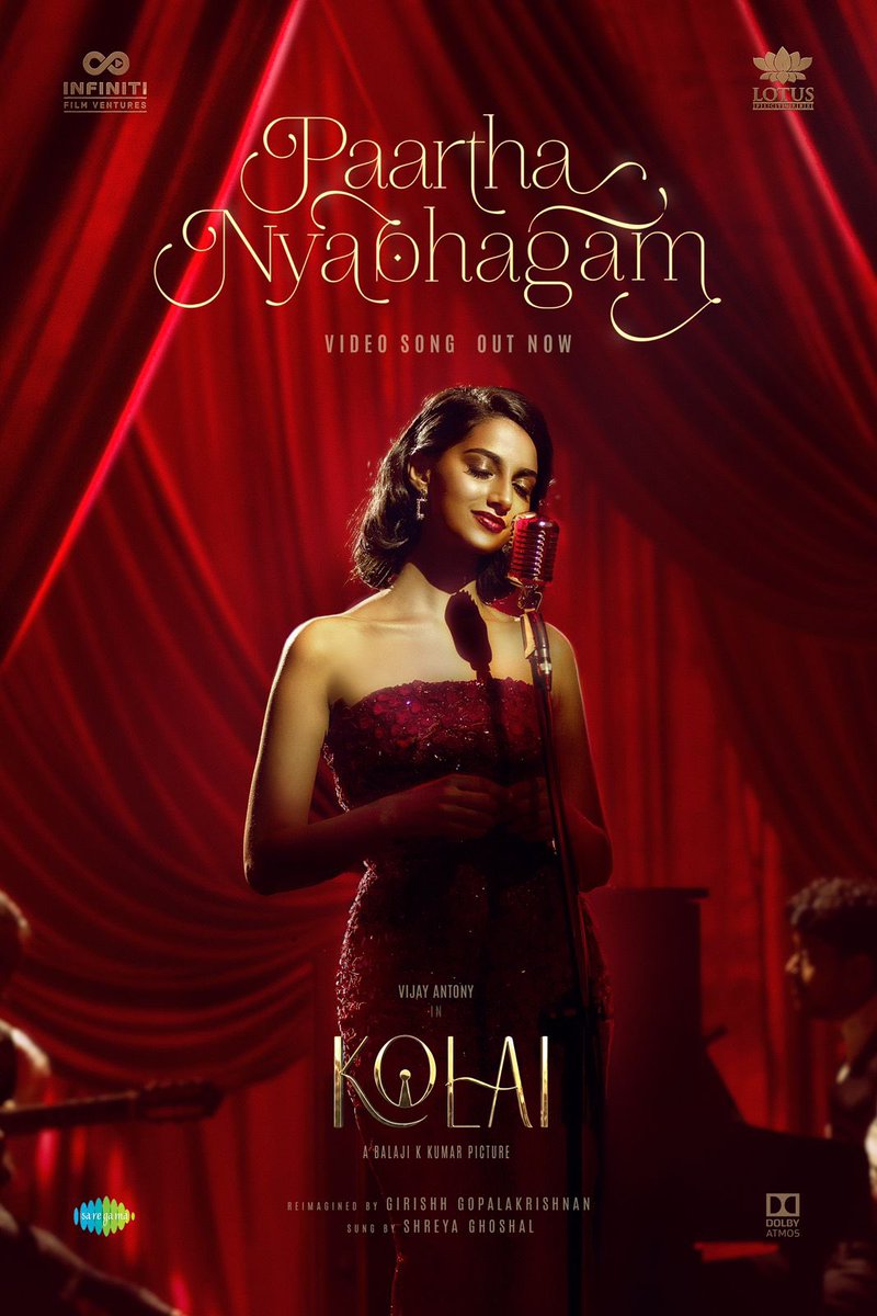 The glorious💫 song #PaarthaNyabhagam in the voice of <a href="/shreyaghoshal/">Shreya Ghoshal</a> from <a href="/vijayantony/">vijayantony</a> 's #Kolai is here!

Hit the 🔗▶️ bit.ly/3SlRB8L

🎶 <a href="/ggirishh/">Girishh Gopalakrishnan</a>

🎬 <a href="/DirBalajiKumar/">Director Balaji Kumar</a>

<a href="/ritika_offl/">Ritika Singh</a> <a href="/Meenakshiioffl/">Meenaakshi Chaudhary</a> <a href="/FvInfiniti/">Infiniti Film Ventures</a> <a href="/lotuspictures1/">Lotus Pictures</a>  <a href="/saregamasouth/">Saregama South</a> <a href="/DoneChannel1/">Done Channel</a> @CtcMediaboy