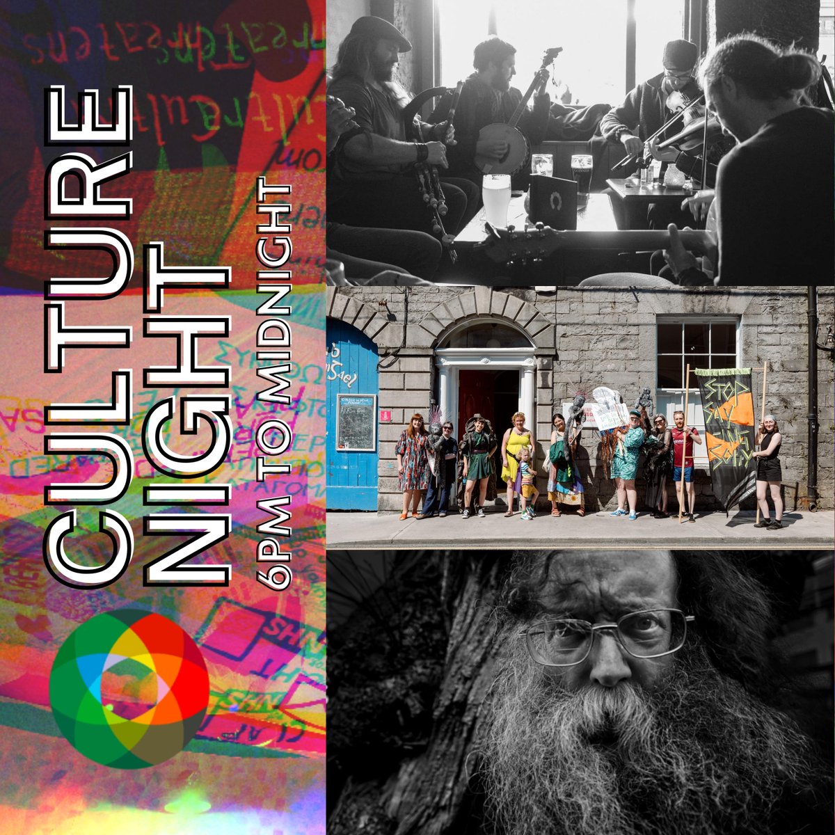 GalwayArtsCentr's tweet photo. 💫TONIGHTS THE NIGHT💫

Join us from 6pm for 📖 storytelling 💬@array_studios Artist talks 🎻🎶 &amp; music across our two venues: Galway Arts Centre on 47 Dominick Street and Nuns Island Theatre! ✨

🌙See what's on: https://t.co/jQx9YGkOPu https://t.co/u69U7RJIhA