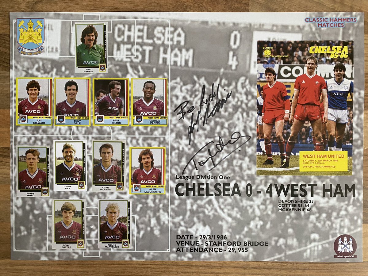 whulegends_XI's tweet image. *GIVEAWAY*
Managed to get @TonyCottee9 &amp;amp; @MaccaFrank to sign a print from the famous 4-0 win at Chelsea in 1986 if you would like the chance to win it then please Like &amp;amp; RT the post to be entered into the draw, which will take place Monday. ⚒ Good luck