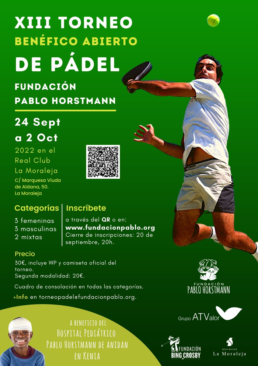 GrupoATValor's tweet photo. Ultimando detalles para el #XIIITorneoBenéficodePádel (del 24/9 al 2/10) en @ClubMoraleja a beneficio del Hosp. Pediátrico Pablo Horstmann de Anidan en Lamu(Kenia) de la @fundacionpablo en el que @at_grupo será #patrocinadorprincipal
#filacero👉https://t.co/ZU15v03jCn
#atvalor https://t.co/YDmZNDrkrb