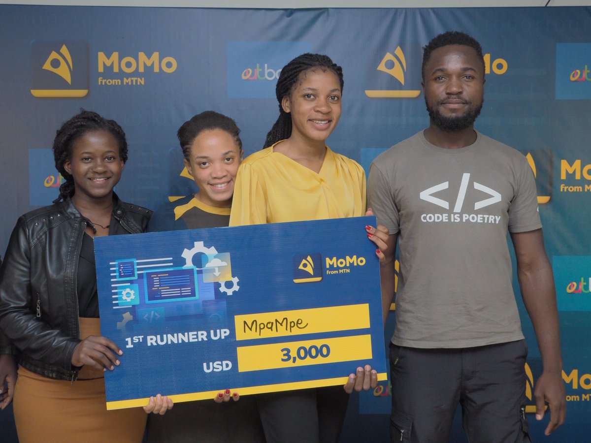mtnug's tweet photo. MpaMpe app takes the second spot in the #MoMoHackathon2022 challenge with a USD 3,000 cash prize bagged to further invest in their app. Congratulations. #MTNMoMo https://t.co/T7vnJWfsbn