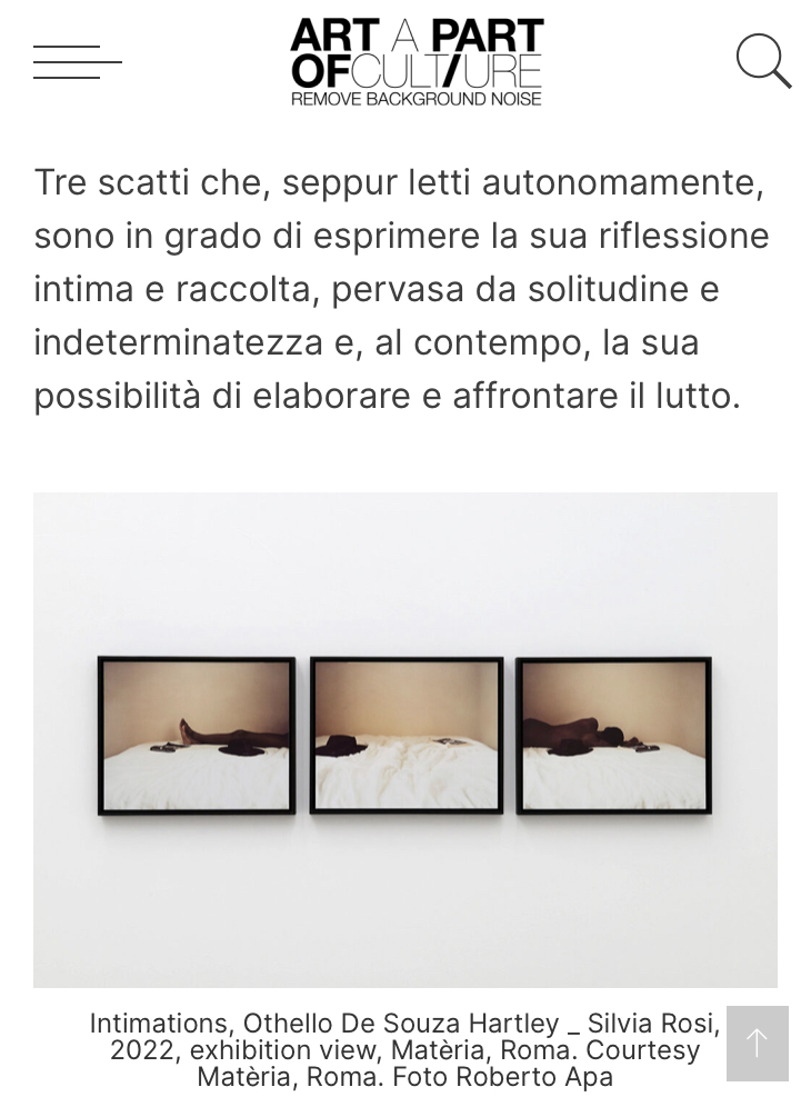 othellodesouza's tweet photo. Othello De’Souza-Hartley e Silvia Rosi. Intimations. Una doppia personale https://t.co/1FV9UgeCTR via @art a part of cult(ure)  Thanks 
@danielatrincia for the article https://t.co/tR1g6ZOdAt
