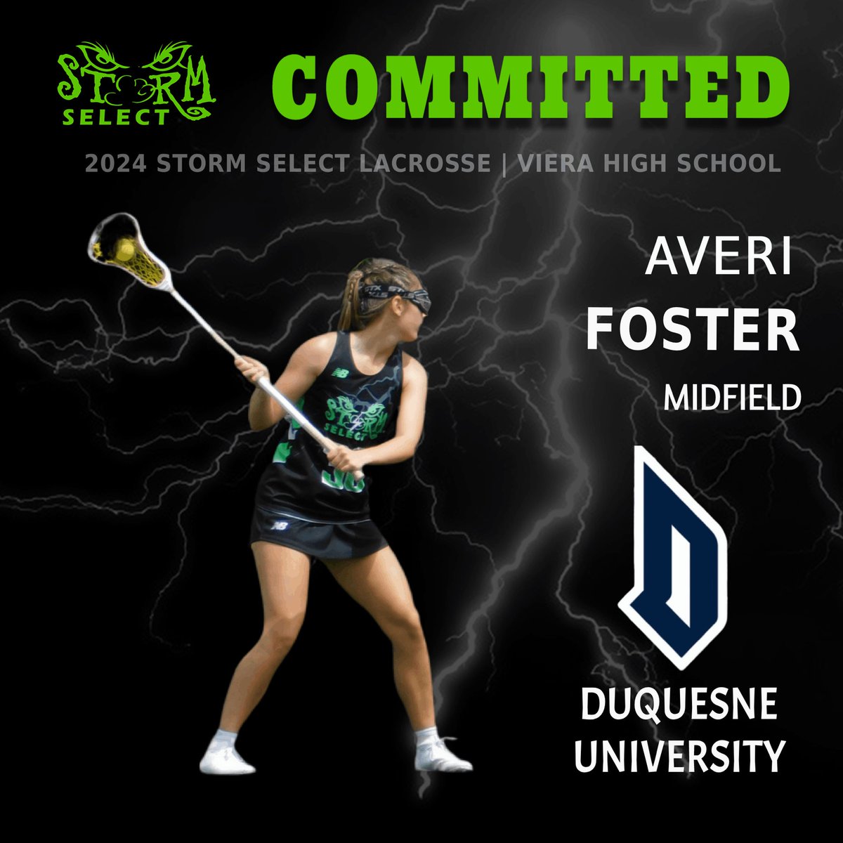 🚨2024 Commitment 🚨 

Congrats to Averi Foster on her verbal commitment to play D1 women’s lacrosse <a href="/DuqLax/">Duquesne Lacrosse</a> 
<a href="/FloridaLX/">FloridaLacrosseNews</a> <a href="/toplaxrecruits/">TOP_LAX_RECRUITS</a>