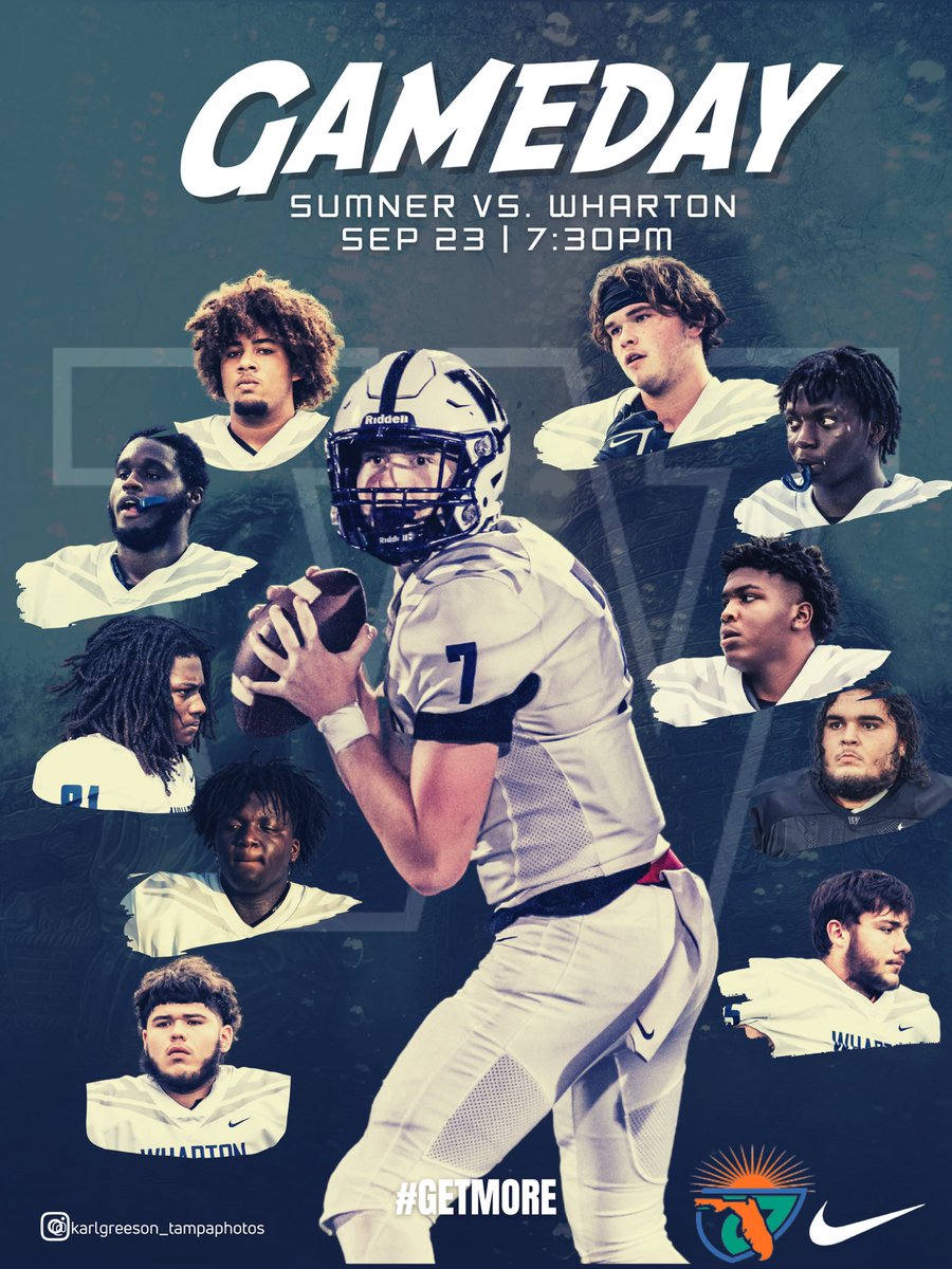 🚨Get Up…it’s Gameday‼️

🆚 <a href="/SumnerHSFootbal/">Sumner High School Football</a> 
⏰ 7:30 PM
📍 Wharton High School
🎟 hillsboroughschools.org/athletics
📺 nfhsnetwork.com/events/wharton…

#GetMore 
<a href="/CoachLikeMike/">Big Mike Williams</a> <a href="/WhartonBoosters/">Wharton Boosters</a>