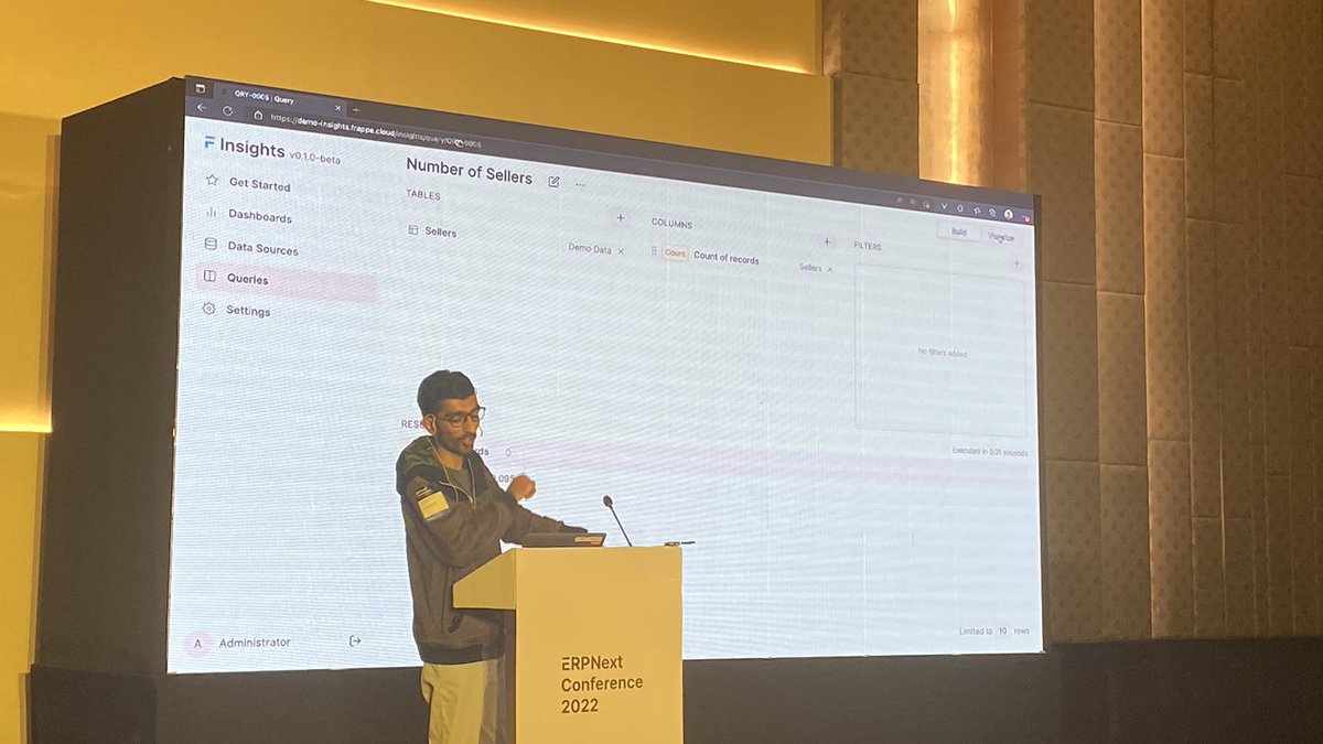 UmairsTWT's tweet photo. Frappe Insights is here, Frappe's version of Business Intelligence tool.

@nextchamp_saqib made it as simple as report builder, so that even consultants like me can make complex reports.

This is one killer product in recent times from #frappe

#erpnextconf https://t.co/7O5BeADHgc