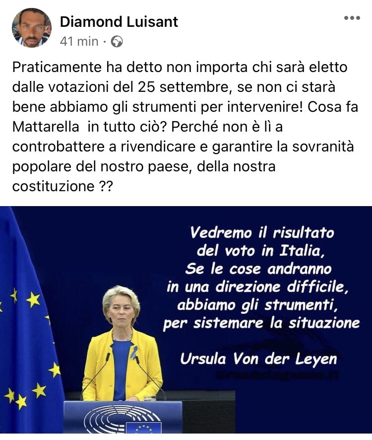 DiamondLuisant's tweet photo. #UrsulaVonDerLeyen  #Mattarella #ElezioniPolitiche22  #italia https://t.co/TbbIvTPqvQ