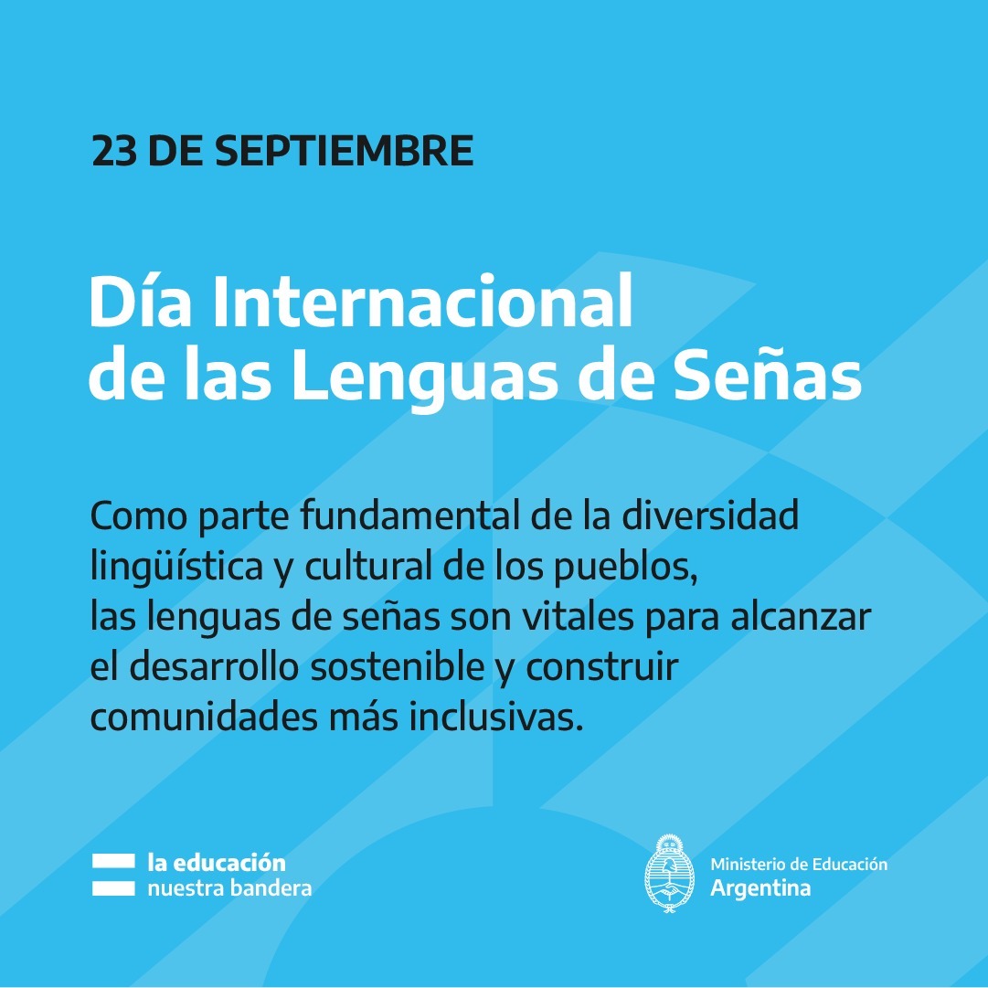 EducacionAR's tweet photo. El acceso a las lenguas de se��as, así como la adquisición temprana, propicia el desarrollo pleno de las personas sordas, al permitirles construir una identidad lingüística y cultural positiva para participar en todos los aspectos de la vida social. https://t.co/w2mNtRtdBV