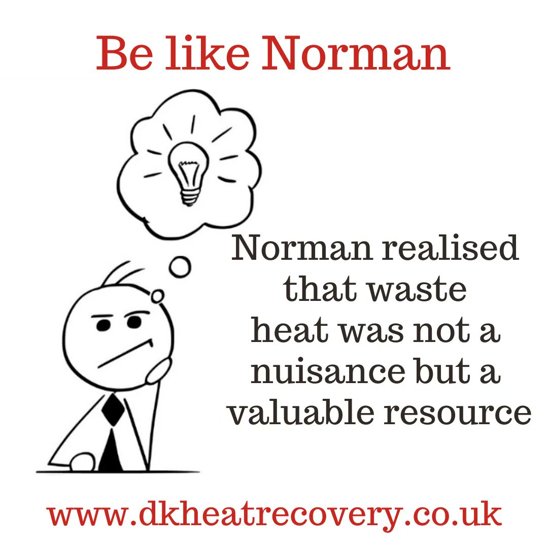 dkheatrecovery's tweet image. Norman realised that #wasteheat was not a nuisance but a #valuableresource. 
EACH 1kW of #Electricity used by the #refrigeration system could
produce 60 litres of #free hot water. 
Our systems are simple to install and start at 50 litres and 3 kW up to 10,000 litres and 512 kW