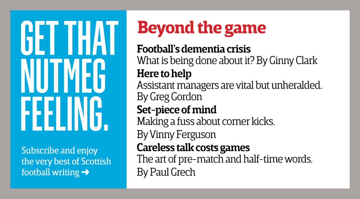 Issue 25 is out now
Includes: Beyond the game ➡️ dementia, assistant managers, corner kicks, pre-match and half-time team talks.
Order it here ➡️ bit.ly/3dWmYYl
Full contents ➡️ bit.ly/3JYA0Rg
RTs and recommendations much appreciated
