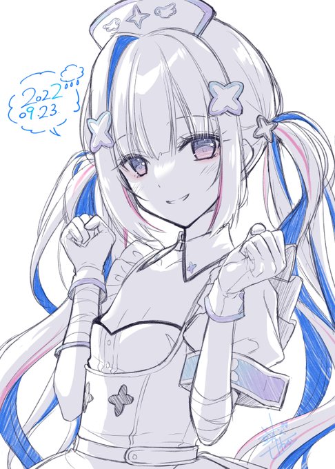 えにっき32回目。天音かなたさん。ぎゅ!ぎゅ!握りつぶしちゃうゾ自慢の握力で、自前のおっぱいも圧縮しちゃったに違いない。えにっき本文   