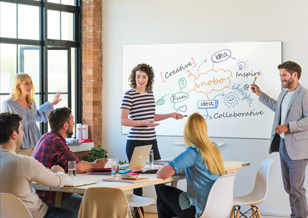 Make it a perfect presentation
Impression Pro whiteboards from NOBO are the perfect choice for any meeting room. Available in a wide range of sizes, they are easy to install and easy to clean thanks to the magnetic enamal surface. 
See the whole range on our webstore!