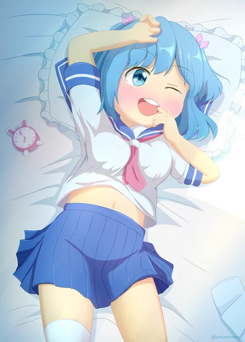 制服のまま寝ちゃったオリキャラちゃん!#うさぎ #オリジナル  #オリキャラ 