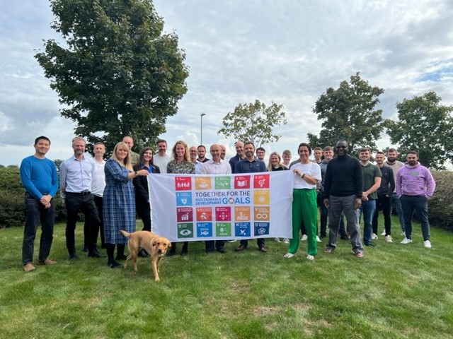 Together with <a href="/globalcompactUK/">UN Global Compact Network UK</a> we are raising our SDG flag today to show our commitment to achieving the #SDGs. We're working #TogetherForTheSDGs to deliver climate action, gender equality, biodiversity and a more sustainable society. 
#Agenda2030 #BEWELLBEZero