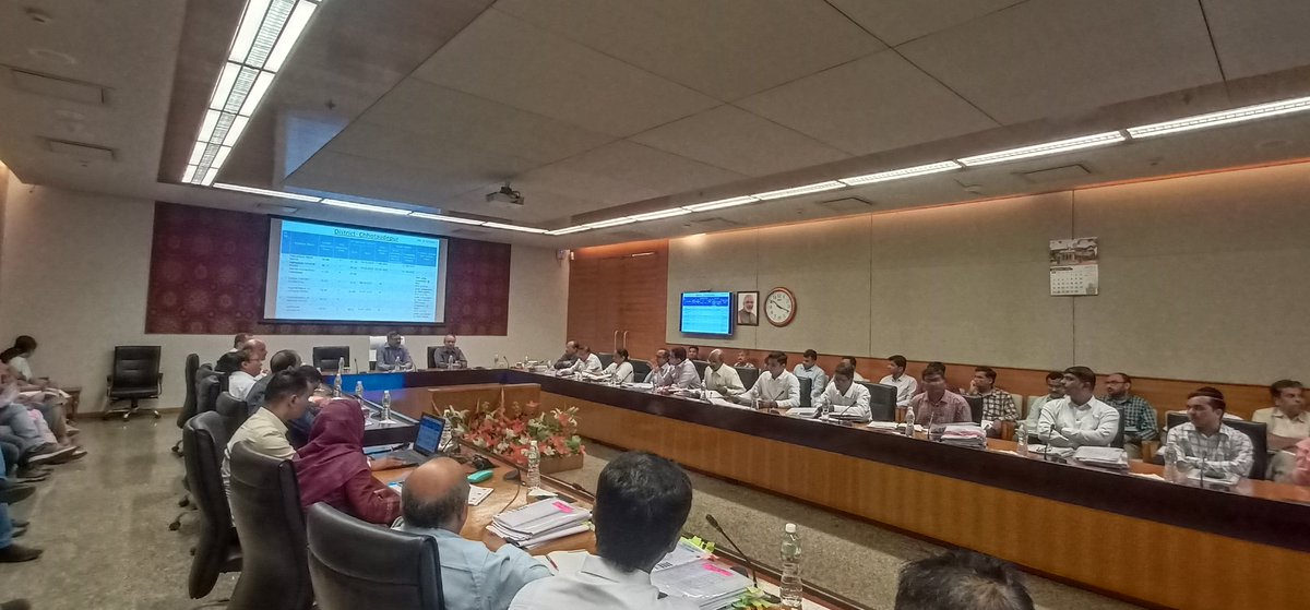 WSDGujarat's tweet photo. An all-Gujarat level review meeting was organised today to check the progress and pace of Regional Water Supply Schemes (RWSS) in the state. The meeting was chaired by Chairman, GWSSB and was attended by engineers (Water Supply) from across the state. https://t.co/uOV3PkBlZr