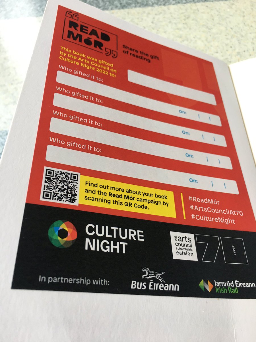 Looking forward to getting stuck into @Helenclose ‘Gone’ on my @IrishRail train to Galway. One of the books gifted today to customers by @artscouncil_ie for  @CultureNight & Read Mór initiative. 🤔 Now who will I pass it onto next? @Maureenkennell5  #ReadMór 
#ArtsCouncilAt70