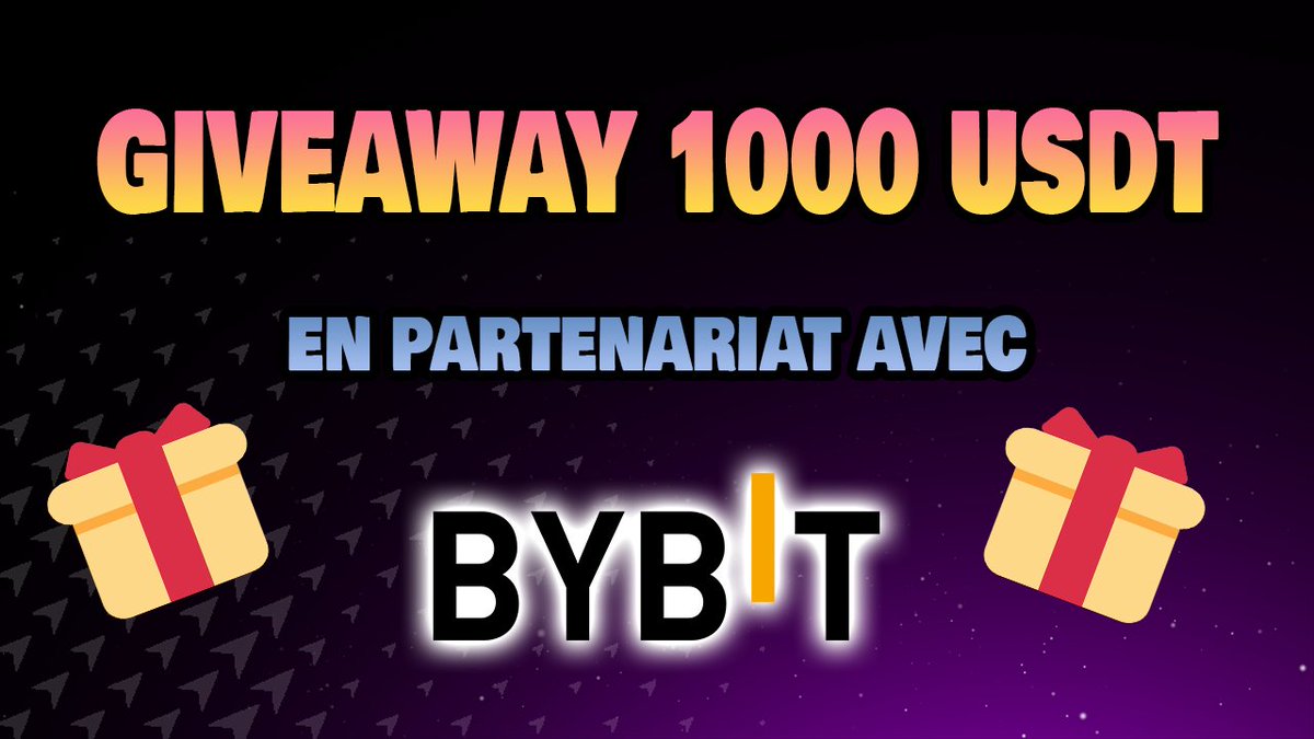 Crypto Sauce (@cryptosauceyt) on Twitter photo #Giveaway 1000 USDT à remporter 🎁
👉2 gagnants 250$:
-Retweet
-Follow <a href="/CryptoSauceYT/">Underground Trading</a>
👉1 gagnant 500$:
- S'inscrire sur bybit avec mon lien partenaire:
➡️bit.ly/3r97aWm (bonus de dépôt + 0 frais spot)
-Mettre votre UID bybit en commentaire sous ce tweet. #Giveaway 1000 USDT à remporter 🎁
👉2 gagnants 250$:
-Retweet
-Follow <a href="/CryptoSauceYT/">Underground Trading</a>
👉1 gagnant 500$:
- S'inscrire sur bybit avec mon lien partenaire:
➡️bit.ly/3r97aWm (bonus de dépôt + 0 frais spot)
-Mettre votre UID bybit en commentaire sous ce tweet.