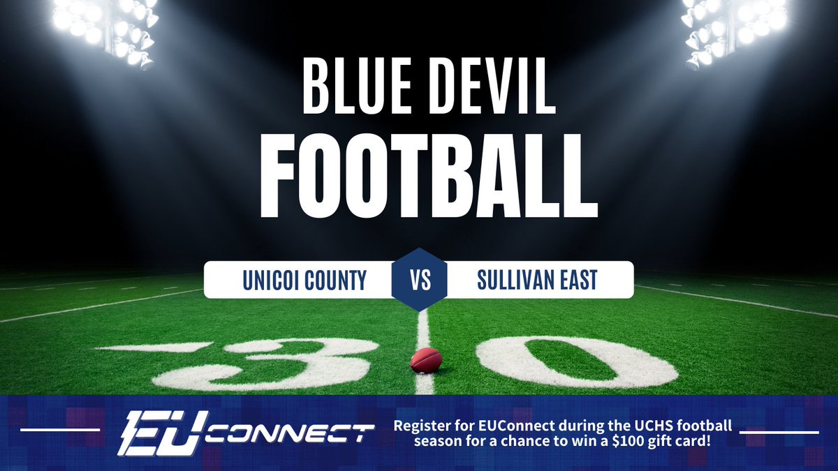 It's a great night to cheer on the #UCHSBlueDevils as they take on the Sullivan East Patriots! #ErwinFiber is sponsoring tonight's game, so be sure to stop by our tent for some cool swag. 😎  We may even have a special surprise planned for halftime...Can't wait to see you there!