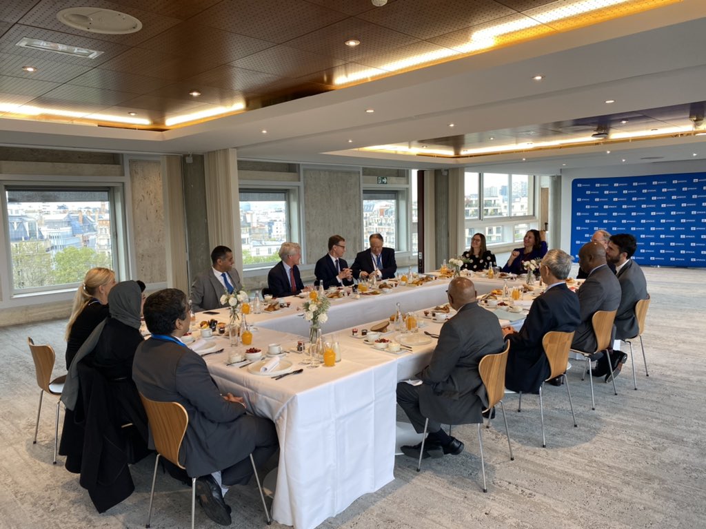 VishalVSharma7's tweet photo. Thankful to the Chair of the Executive Board H.E. Ms. Tamara Rastovac Siamashvili for hosting a breakfast meeting of the Bureau to discuss the #EB215 issues and update us on her visit to the #TES meeting in UN/NY. https://t.co/G8iOHkyyzg